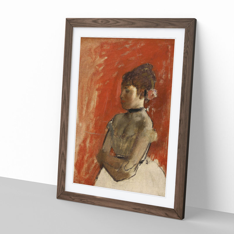 Ballet Ballerina Dancer with Crossed Arms by Edgar Degas - Picture Frame Painting, Walnut Framed, 65cm H x 48cm W x 2cm D