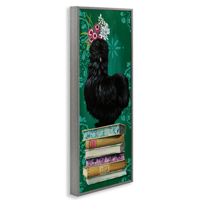Country Chicken on Bookstack Framed Giclee, design by Heather Gauthier