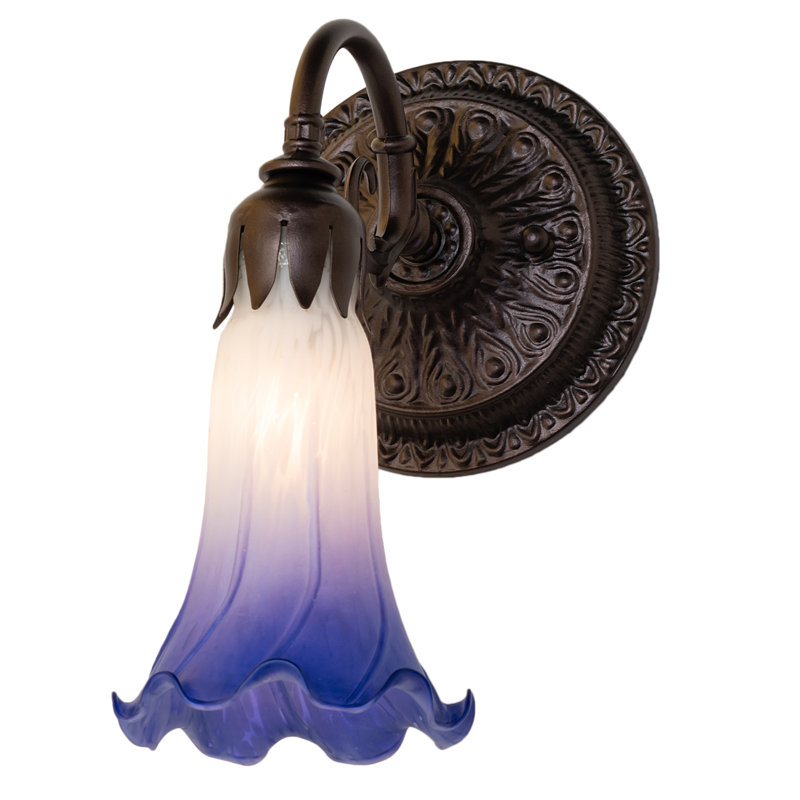 Neriman   1 - Light Armed Sconce, Blue/White, Mahogany Bronze
