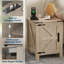 Table de chevet avec station de charge USB - Table de bout rustique 18 po avec porte de grange coulissante, tablette réglable, rangement à deux niveaux - Chambre / salon-1709142599
