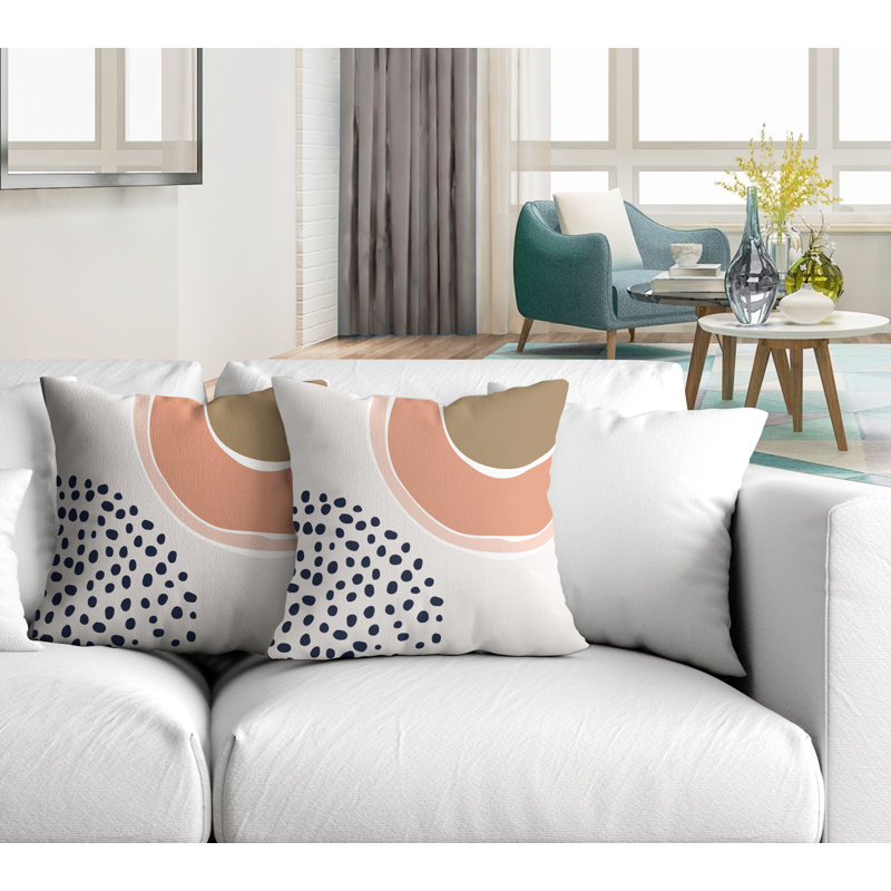 Jeté carré en polyester / mélange de polyester intérieur / extérieur, L 15 po x H 15 po, Saumon