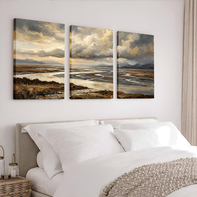 «Dramatic Sky Art», ensemble de 3 reproductions d'art sur toile tendues sur toile pour salon, chambre à coucher, décoration intérieure