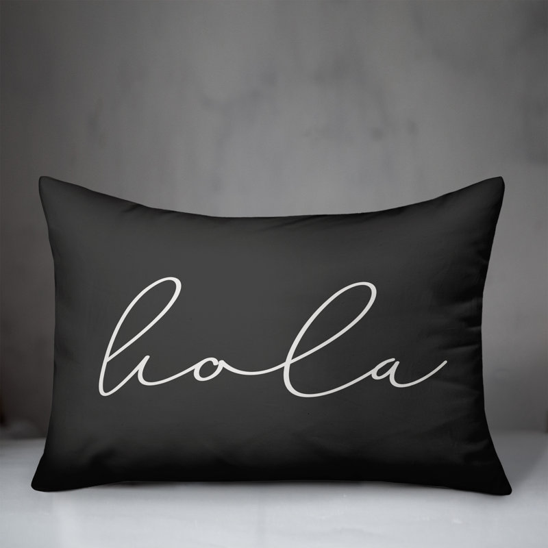 Textual Outdoor Throw Pillow, Charcoal