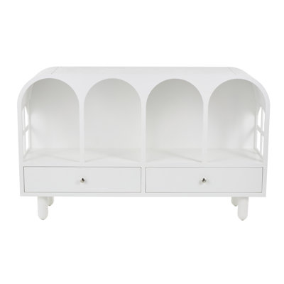 Wooden Handmade 2 Drawer Living Room White Console Table With Silver Knobs by Red Barrel Studio