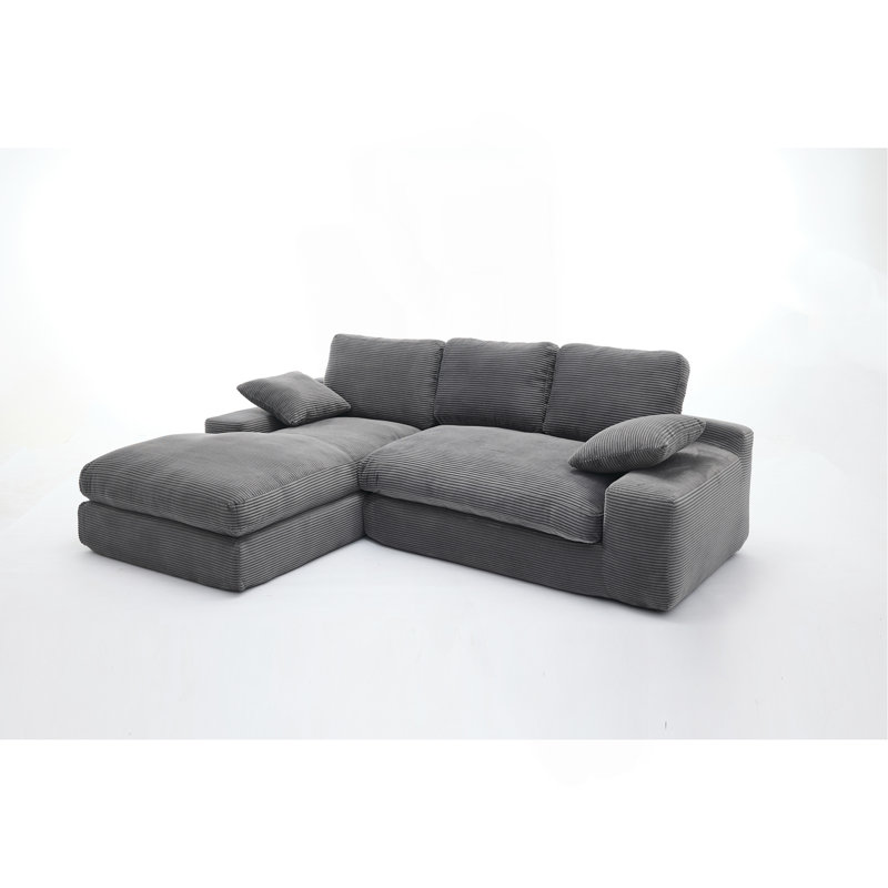 Ensemble de canapé modulaire de salon 99 * 69 ", canapé de style minimaliste moderne, canapé-lit rembourré pour le salon, la chambre à coucher, combinaison sans PC pour 2 personnes, canapé sans installation, en L, gris