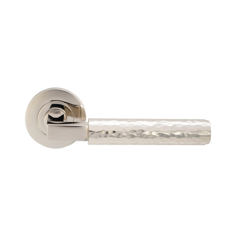 Hammered Knurlmond Lever on Rose, Polished Nickel