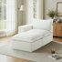 Chaise longue modulaire rembourrée en chenille beige avec repose-pieds amovible - entièrement compressée, aucun assemblage requis