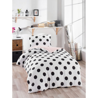 Premium Single Duvet Cover Set, White & Black, 55.1 x 78.7 inches | 65% Cotton / 35% Polyester, 120 Thread Count | Machine Washable, Button Closure for Duvet & Envelope Closure for Pillowcase | Stylish & Comfortable Bedding