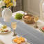 Chemin de table rayé en coton mélangé avec broderies ajourées-113878480-113878478