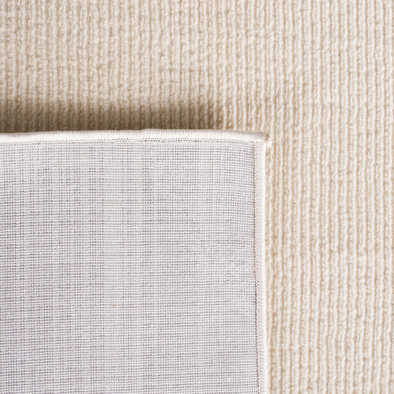 Tapis ivoire en polyester tissé à la main Anabeatriz, Rectangle 9 pi x 12 pi