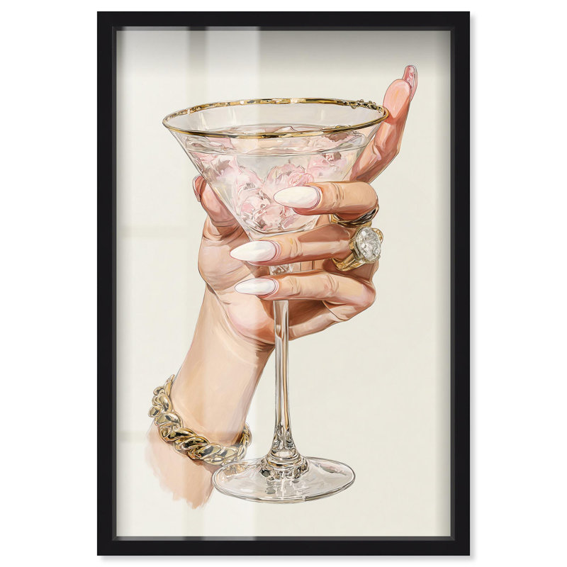 Champagne Aura II Shadowbox Print, reproduction d'art de mode par Art Remedy, H 16 po x l 11 po, Noir