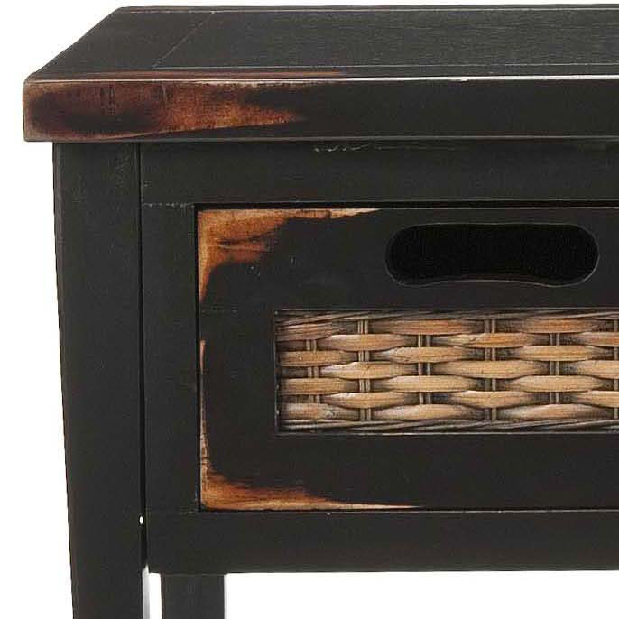 Maura 219.35cm Solid Wood Console Table, Distressed Black