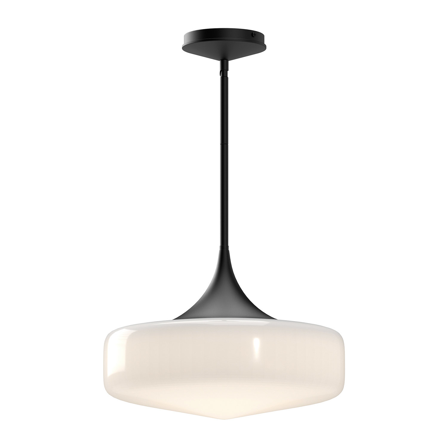 Nathania 1-Light Schoolhouse Glass Pendant, Matte Black
