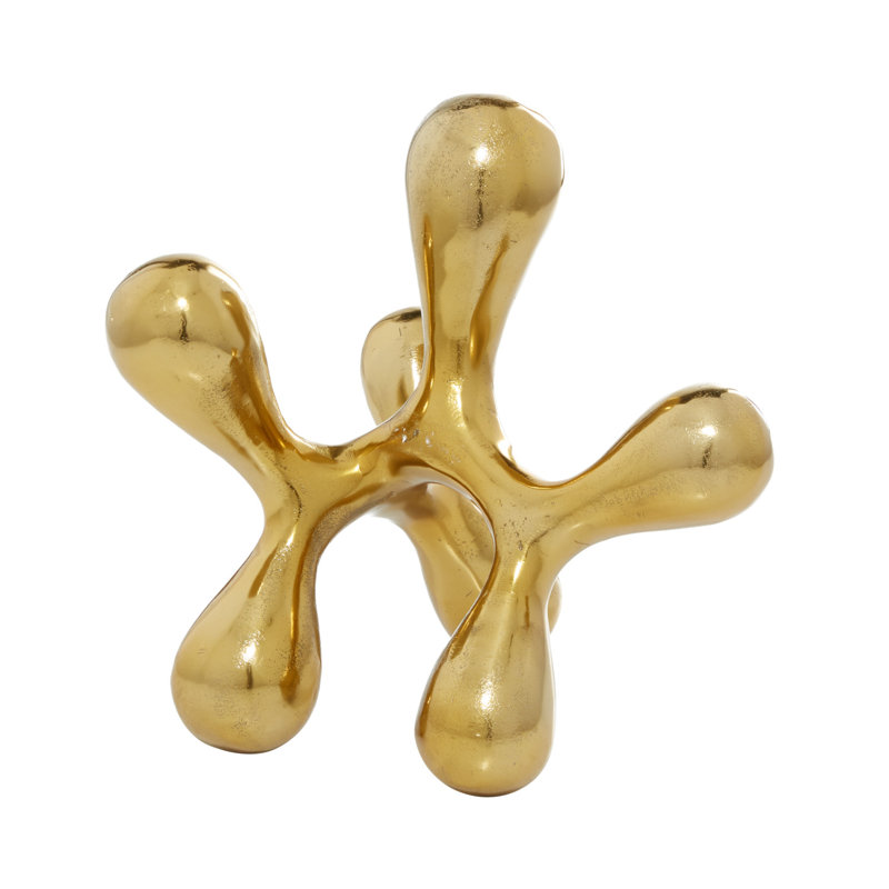 Cosmoliving By Cosmopolitan Gold Aluminum Coastal Abstract Sculpture, 12 X 11 X 11, 12" H x 11" W x 11" D, Gold
