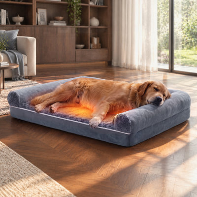 Lit orthopédique pour chiens de taille moyenne, grande et âgée, canapé confortable en mousse à mémoire de forme alvéolée avec doublure imperméable, housse amovible et lavable et fond antidérapant, pour un sommeil confortable en toutes saisons