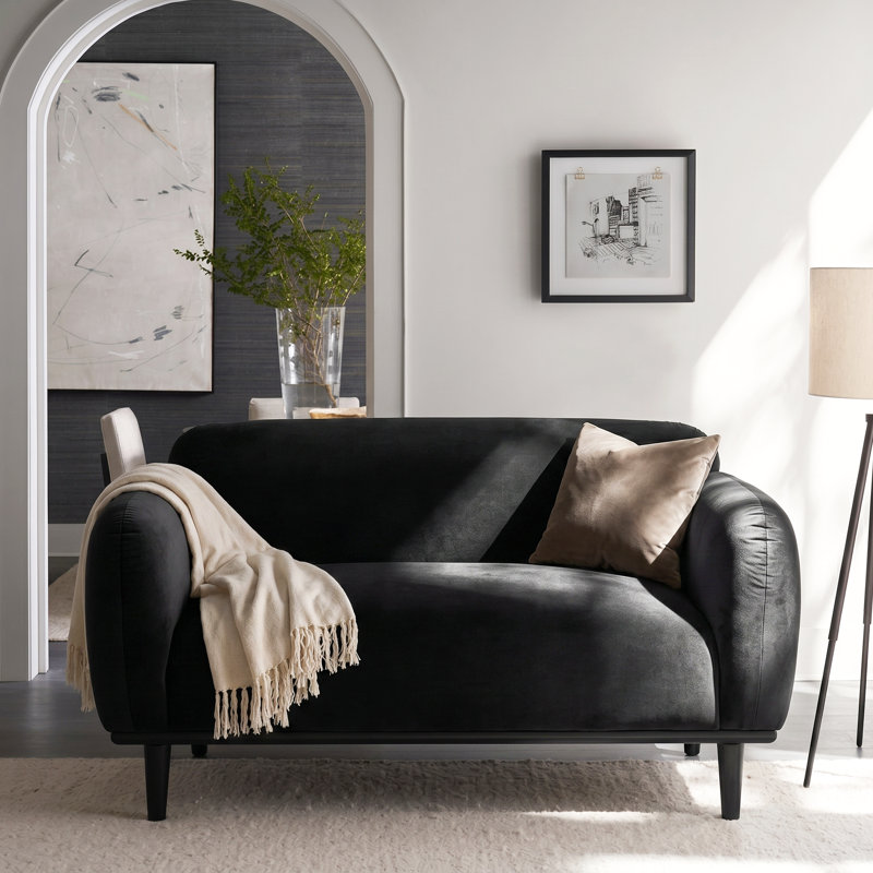 Ameriya 50'' Upholstered Loveseat, Dark Grey 100% Polyester