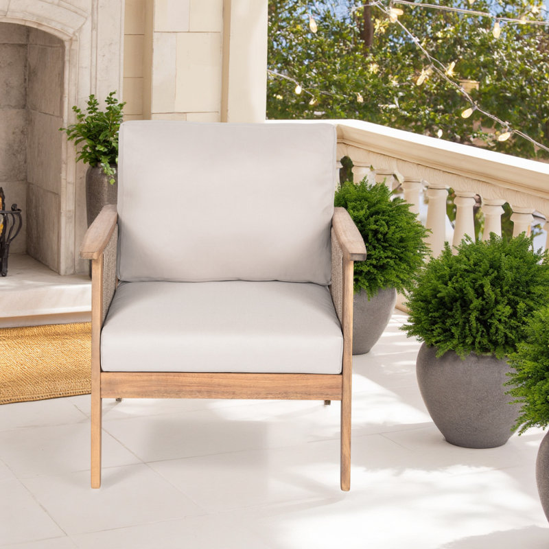 Fauteuil d'appoint d'extérieur en bois d'acacia avec armature en corde Afor 1pc