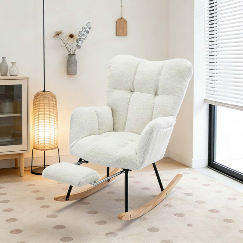 Chaise berçante Teddy, Ivory-Footstool