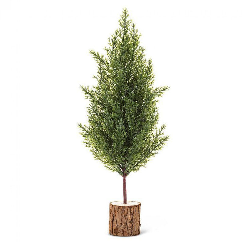 Bushy Pine Tree On A Log Stump Faux Plants And Trees