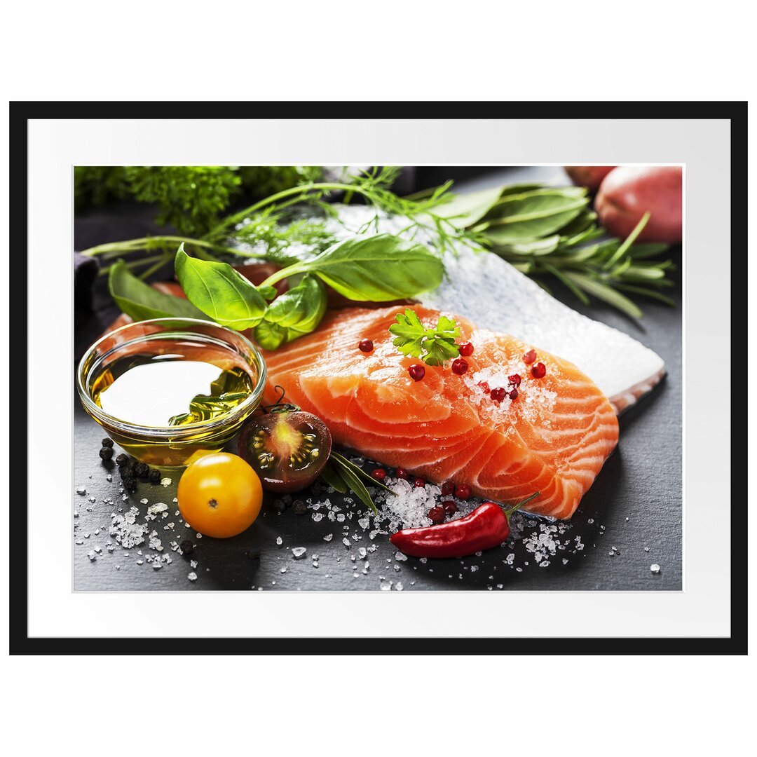 Gerahmtes Poster Frische Seelachsfilet