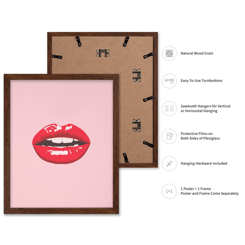 Rouge à lèvres, Affiche, H 11 po x l 14 po, Encadrement brun