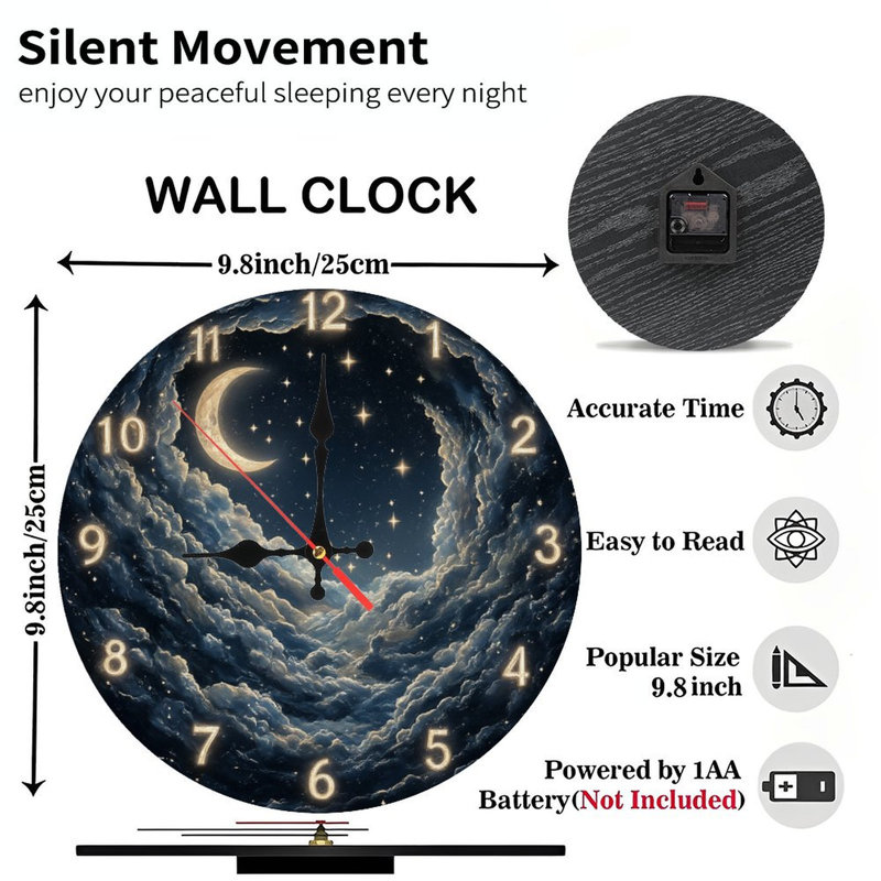 Horloge avec lune et nuages