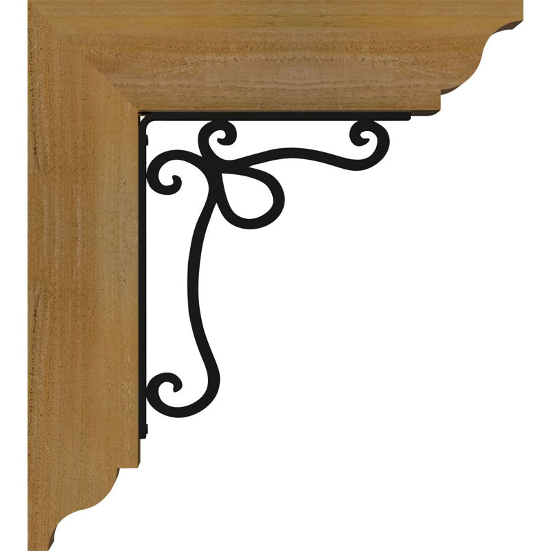 Support simple en fer 4 "Orleans, H 14 po x P 11 1/2 po, Cèdre rouge de l'Ouest l 3 1/2 po x T 2 po (lisse