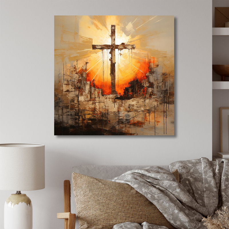 " Religious Minimalism Cross ", 30" H x 30" W x 1" D, Wrapped Canvas