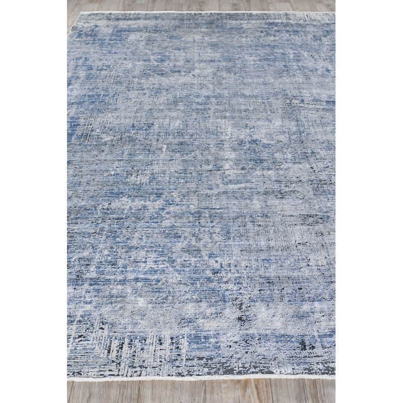 Intrigue Abstract Area Rug in Blue, Rectangle 8' x 10'