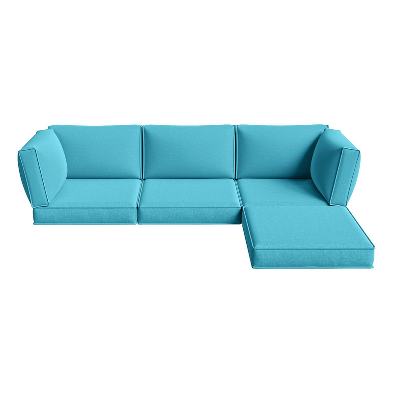 9-pcs 4" Thick Patio Cushion Covers – Water-repellent Replacements For 4-seat Sectional Sofa, Blue