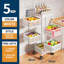 5-Tier Rotating Kitchen Storage Cart – Thickened Carbon Steel Organizer with Wheels, Top Lid & Rotating Fruit/Vegetable Basket – No Assembly – Black-133653923