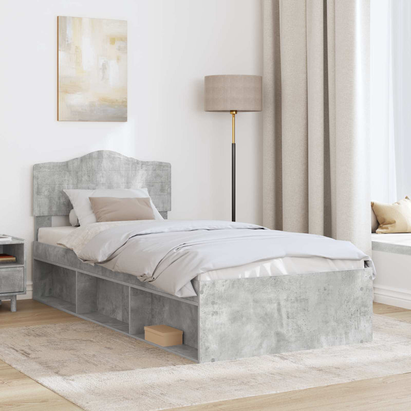 Solid Wood Bed, Concerte Grey, Small Single (2'6)
