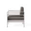 Fauteuil club d'extérieur moderne avec coussin épais, chaise longue de patio à cadre en aluminium pour balcon, bord de piscine, gris / argent