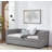 Twin sized upholstered daybed featuring two drawers, adorned with buttons and copper nails on its square arms-1872841670