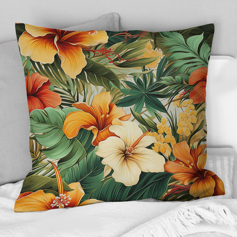Coussin décoratif en polyester Tropical Greens, 16" x 16"