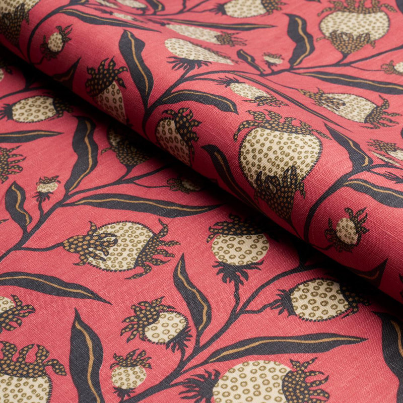 Schumacher x Marian Mcevoy Thistle Vine Fabric, Red & Gold