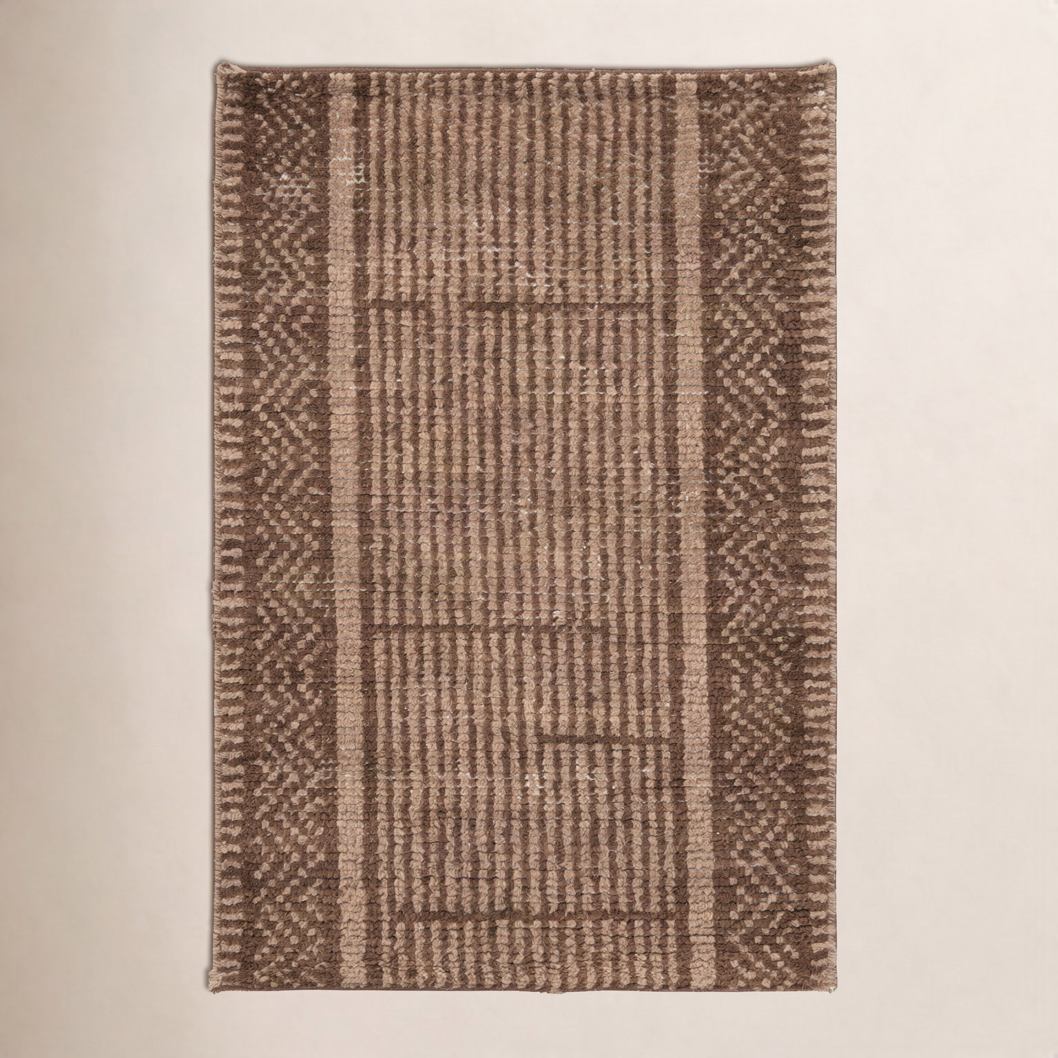 Vanna Hand-Knotted Striped Wool Rug, Brown, 2'x3'