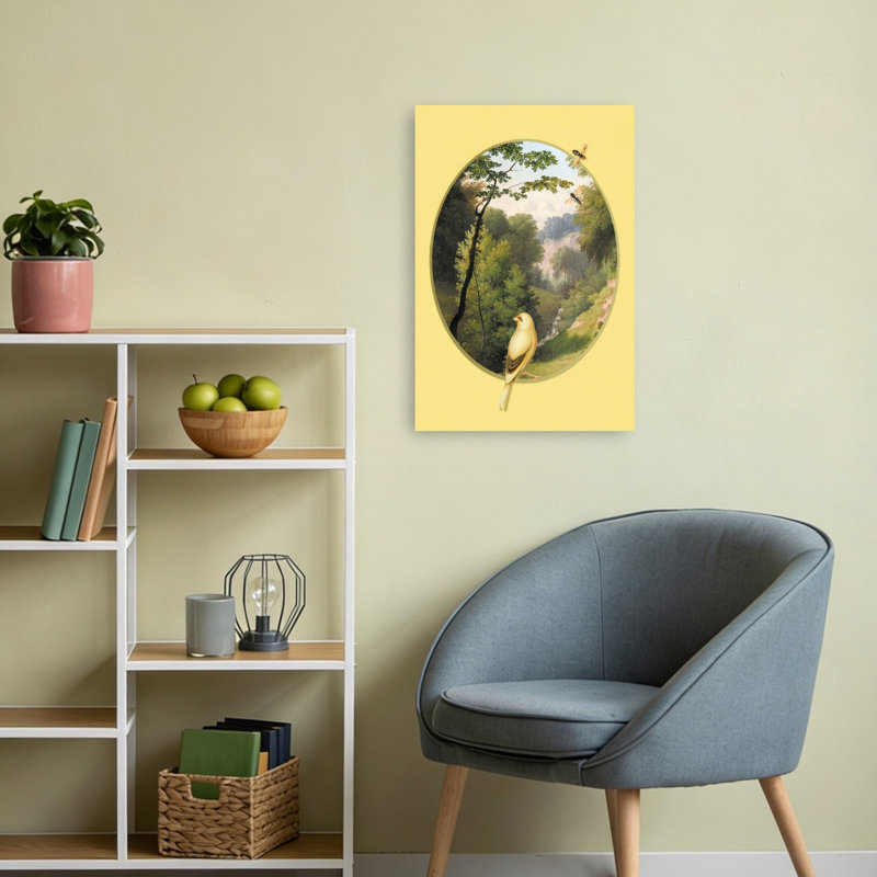 Serene Valley Bird Peaceful Serene Tranquil Bird Forest Landscape Wall Art Print 1 Piece Wrapped Canvas Wall Art