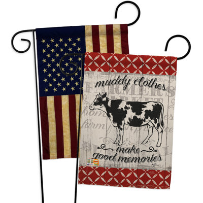 Vache de polyester à 2 faces 19 x 13 po drapeau de jardin