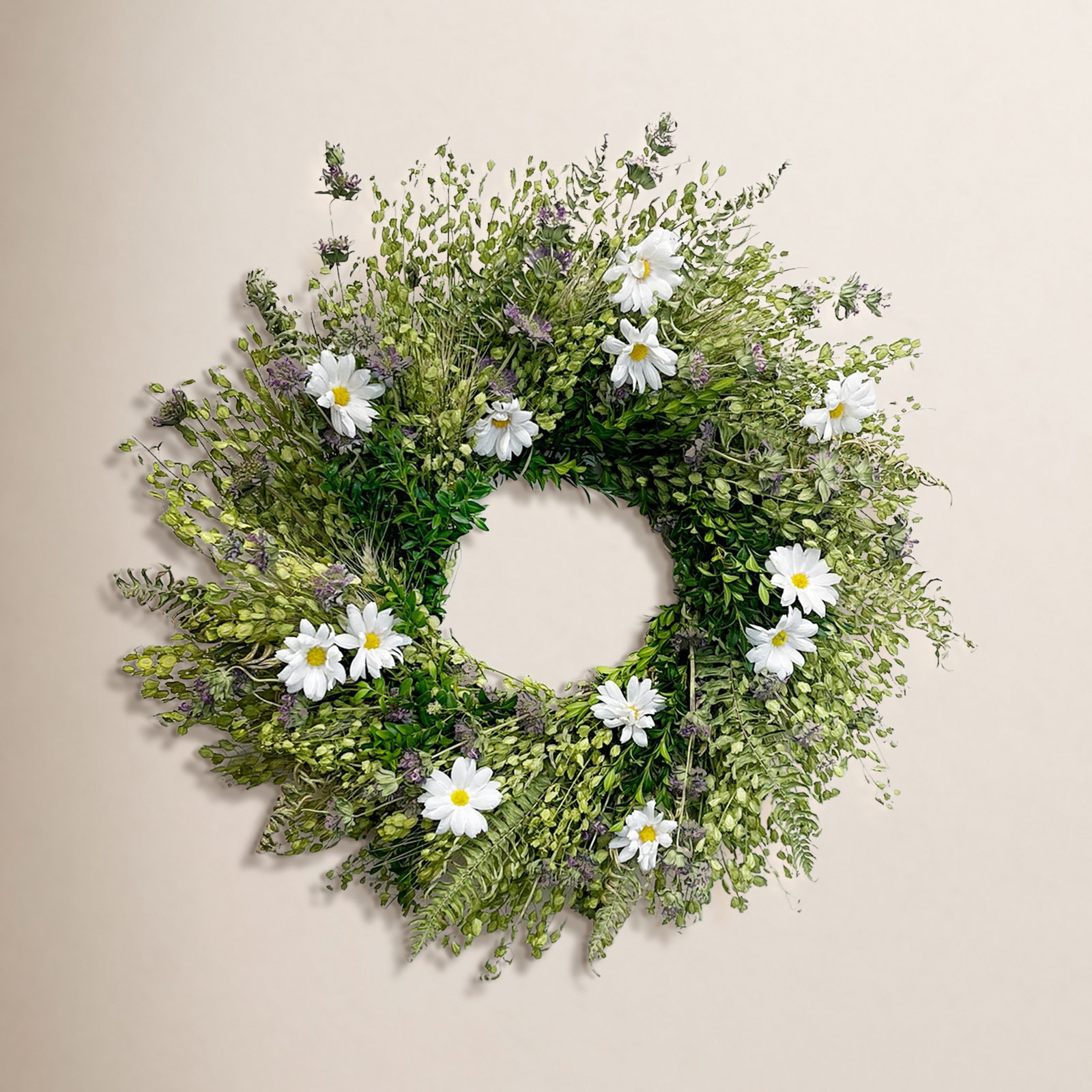 Dried Morning Daisies 22" Spring Wreath