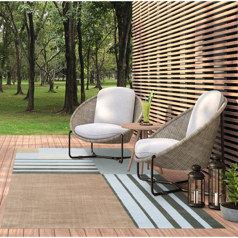 Rezzani Geometric Vinyl Machine Printed Area Rug, Rectangle 140 x 200cm