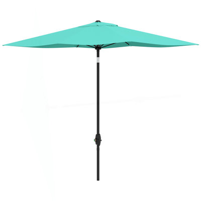 Patio Umbrella, 6.5' X 10' Rectangular Market Umbrella, Patio Outdoor Table Umbrella With Crank And Push Button Tilt -  Latitude Run®, EB67B516FB2D42CA8C2F9AE383FCFF26