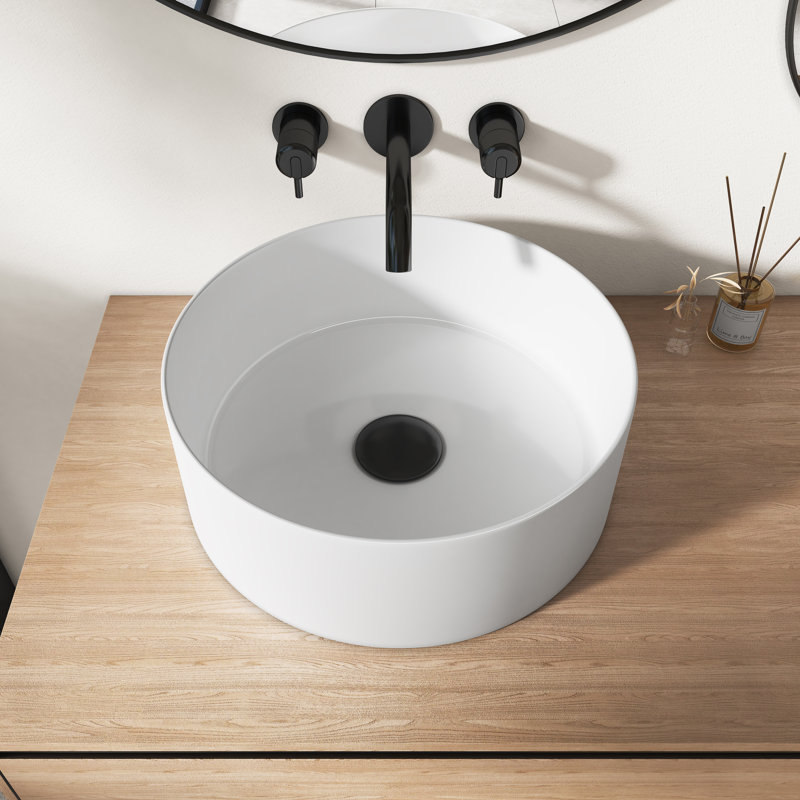 Denbigh Denbigh415mm x 415mm Circular Countertop Basin Bathroom Sink, White Vitreous China Basin