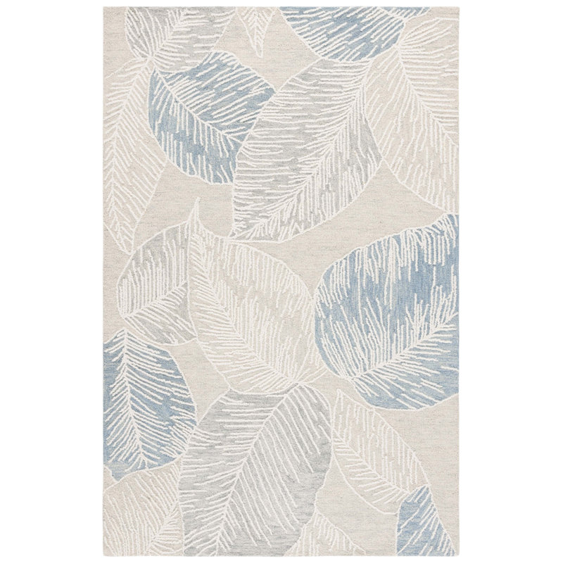 Jardin 375 Hand Tufted Wool; Cotton Floral Rug in Blue/Ivory, Runner 2'3" x 8'