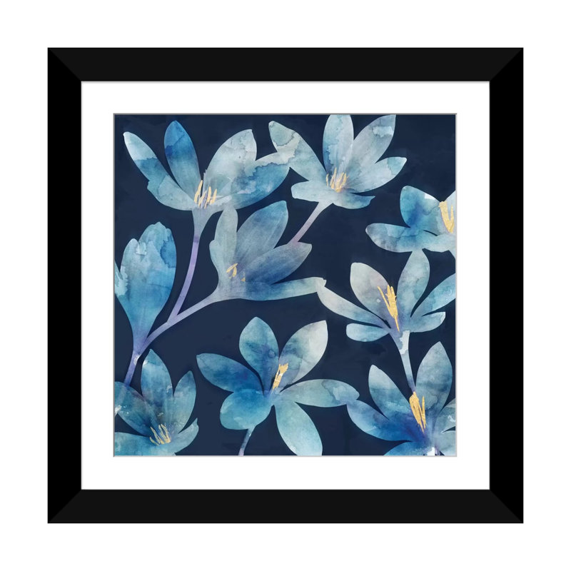 « mystique blue i », impression sur toile, H 24 po x l 24 po x P 1 po, Papier beaux-arts encadré noir, Blanc