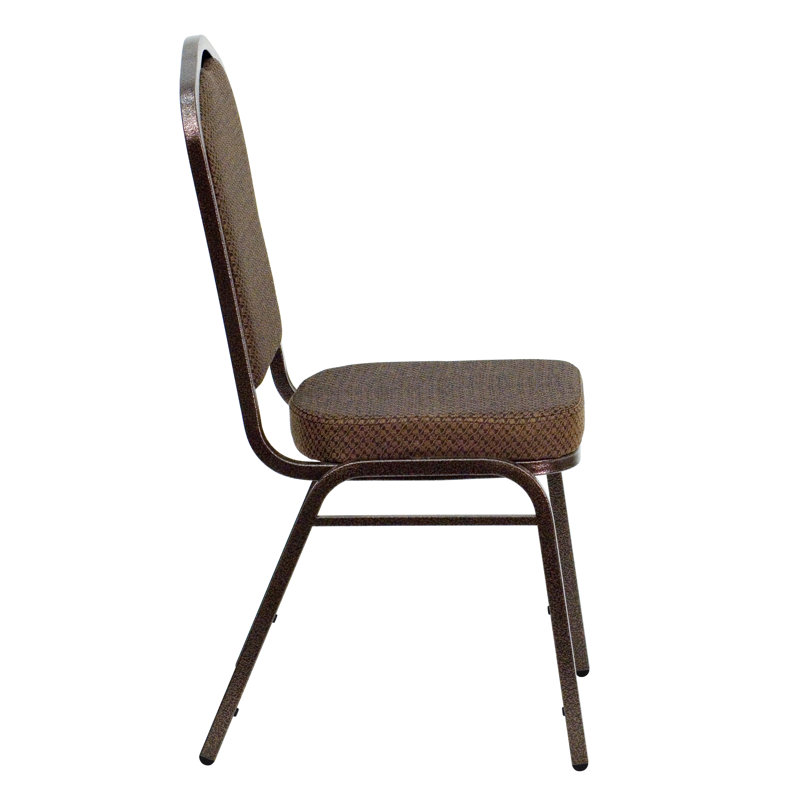 Chaise de banquet empilable Oliverson, Structure veinée cuivre, Tissu à motif brun, 4