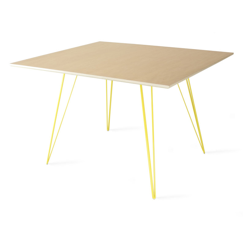 Williams Extendable Walnut Metal Base Dining Table, 30'' H x 54'' L x 46'' W, Yellow, Maple