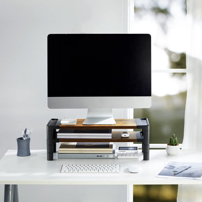 Monitor Stand Computer Riser, Monitor Stand For Desk With Adjustable Height And 2 Platforms, Ergonomic Computer Riser, Monitor Riser For Laptops And Monitors, HNMS04V