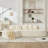 110.2" x 62" White Boneless Sectional Curved Sofa - L-Shape with 5 Pillows, Deep Seat & High-Density Memory Foam (No Assembly)-357253449