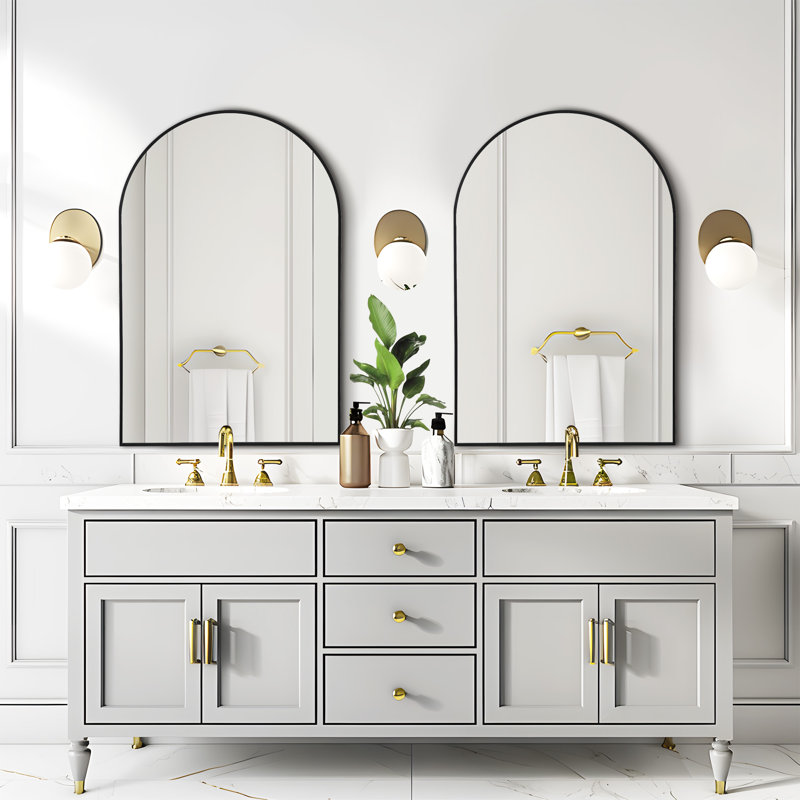 Arch Metal Accent Mirrors Modern Bathroom/Vanity Mirrors Decorative Leaning Mirrors, Black